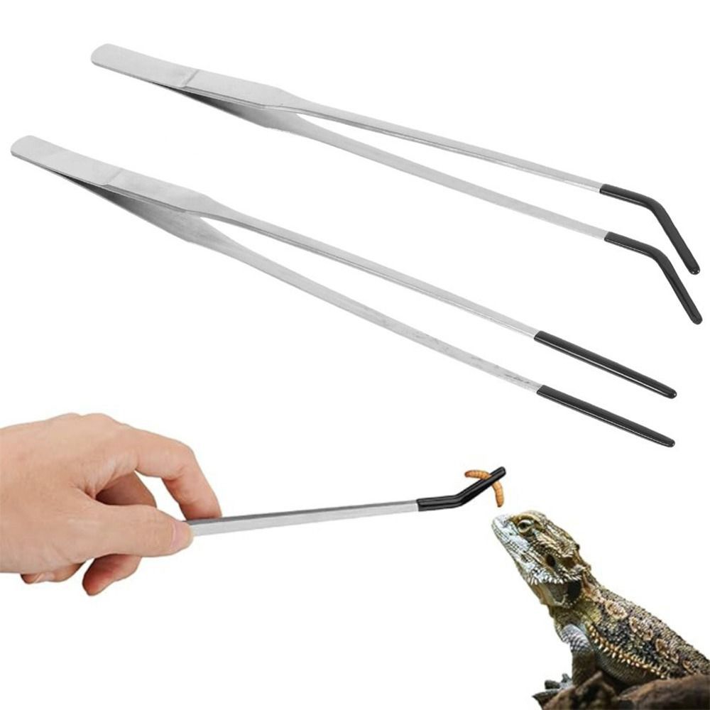 Feeding Tong Stainless - 2個入り ステンレス製 アクアリウム用餌やりピンセット 滑り止め 27CM 爬虫類用餌やりトング