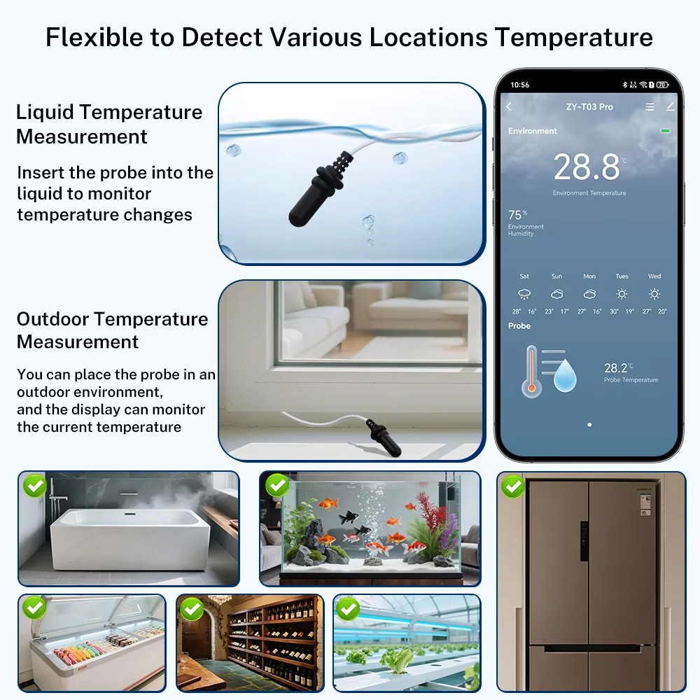 外部防水プローブ温度湿度センサー Tuya WiFi LCD - Digital Hygrometer Probe のレビューと価格