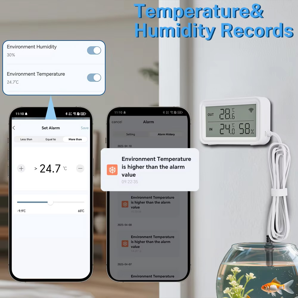 外部防水プローブ温度湿度センサー Tuya WiFi LCD - Digital Hygrometer Probe のレビューと価格